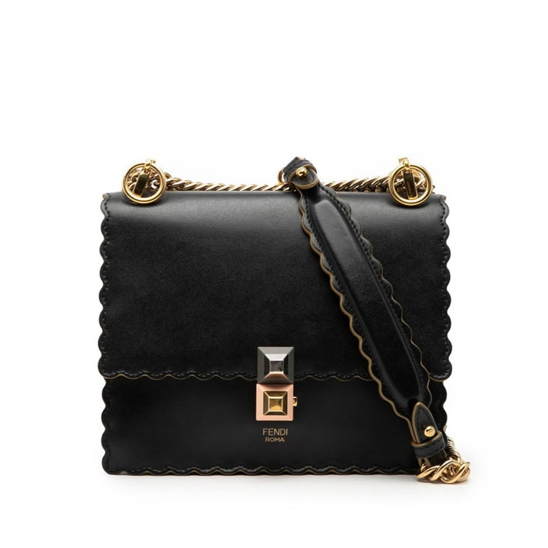 Fendi Mini Kanai Chain Shoulder Bag 8M0381 Black Leather Women's FENDI: --- Catalog ---Category: SizeSize (HxWxD): 16cm x 18.5cm x 8cm / 6.29'' x 7.28'' x 3.14''Category: DesignType: Shoulder bagColor: BlackGender: WomenMaterial: Leather Category: GeneralMPN: 8M0381Brand: