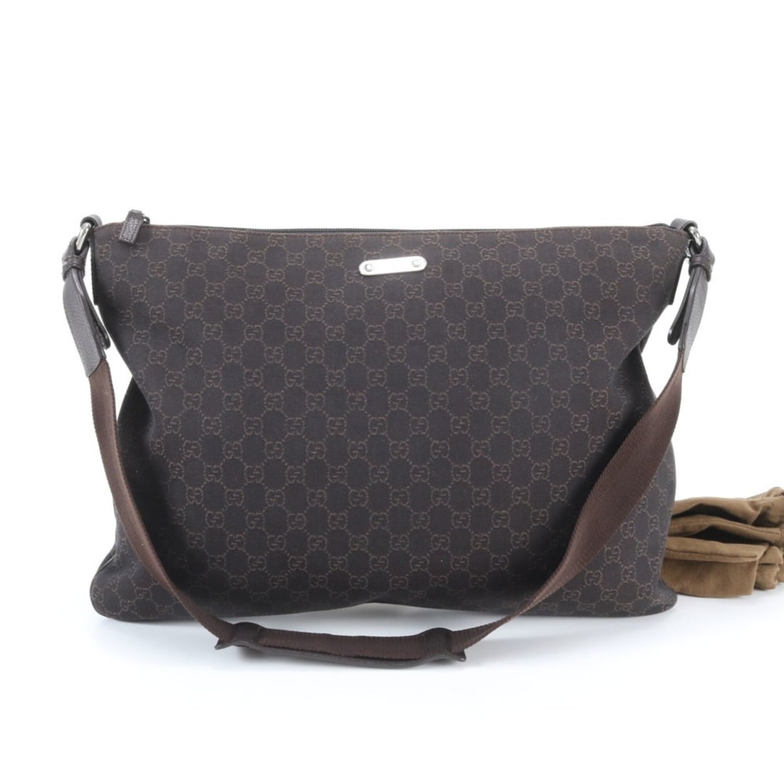 Like New Gucci GG Canvas 190628 Leather Shoulder Bag Messenger Tote for Men: --- Catalog ---Category: SizeSize (HxWxD): 33cm x 45cm x 1cm / 12.99'' x 17.71'' x 0.39''Category: DesignType: Shoulder bag, Tote bagColor: Dark brownGender: MenMaterial: Leather , Canvas Category: Ge