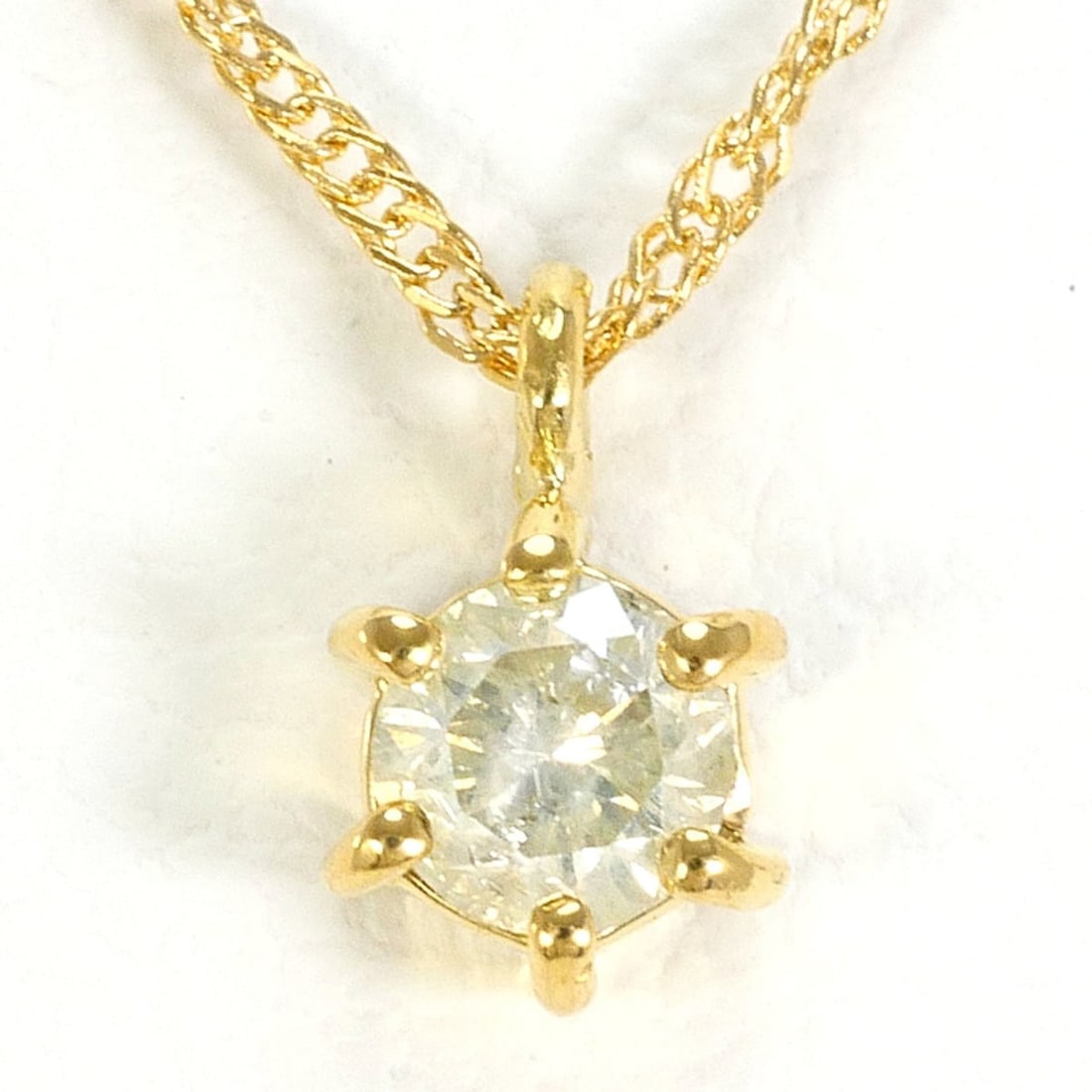 18K (18-karat) Yellow Gold Necklace with 0.1ct Diamond, Total Weight 1.1g, 42cm Length, Jewelry (1 of 11)