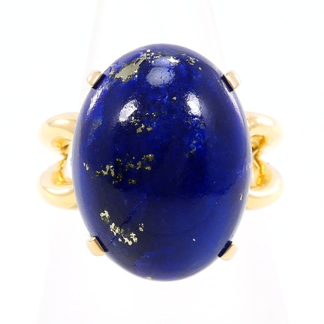 18K (18-karat) Yellow Gold Ring with Lapis Lazuli and Green Diamond (0.03ct), Total Weight 10.7g, (1 of 11)