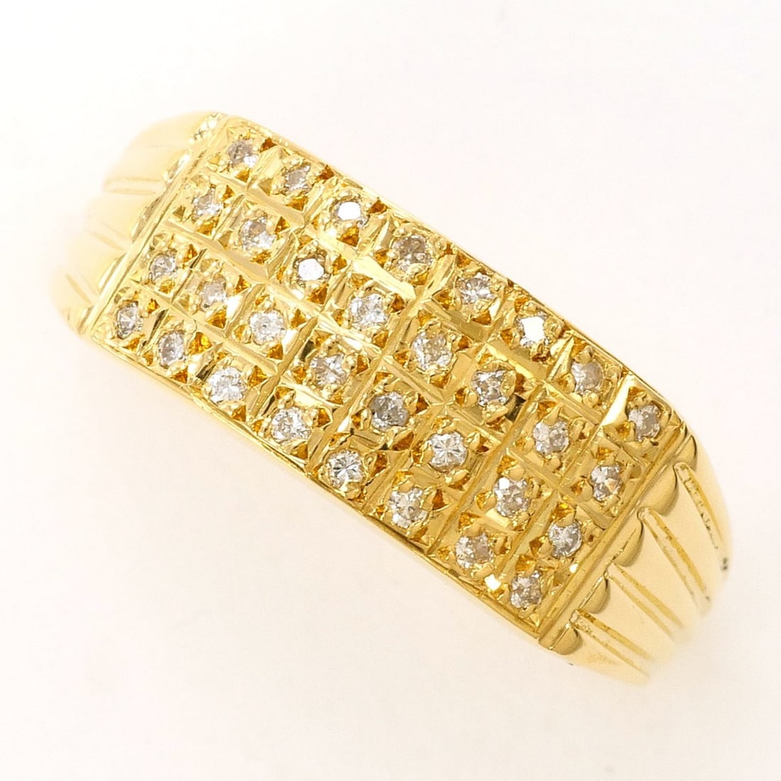 18K (18-karat) Yellow Gold Ring with 0.16ct Diamond, Total Weight 3.3g, Jewelry (1 of 14)