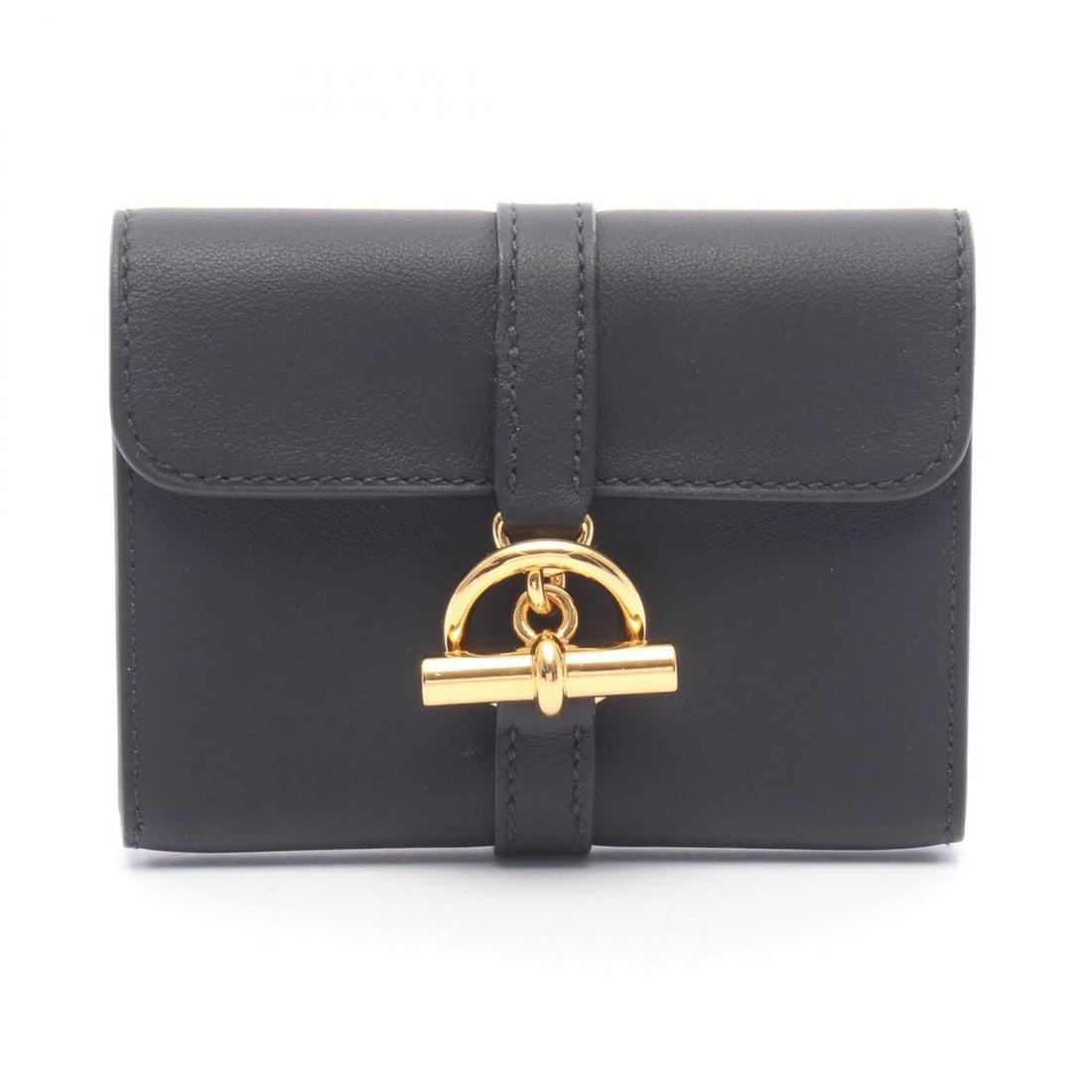 Hermes Glenan Compact Wallet - Coin Purse Leather Calfskin (Veau Swift) Women's Black (1 of 8)