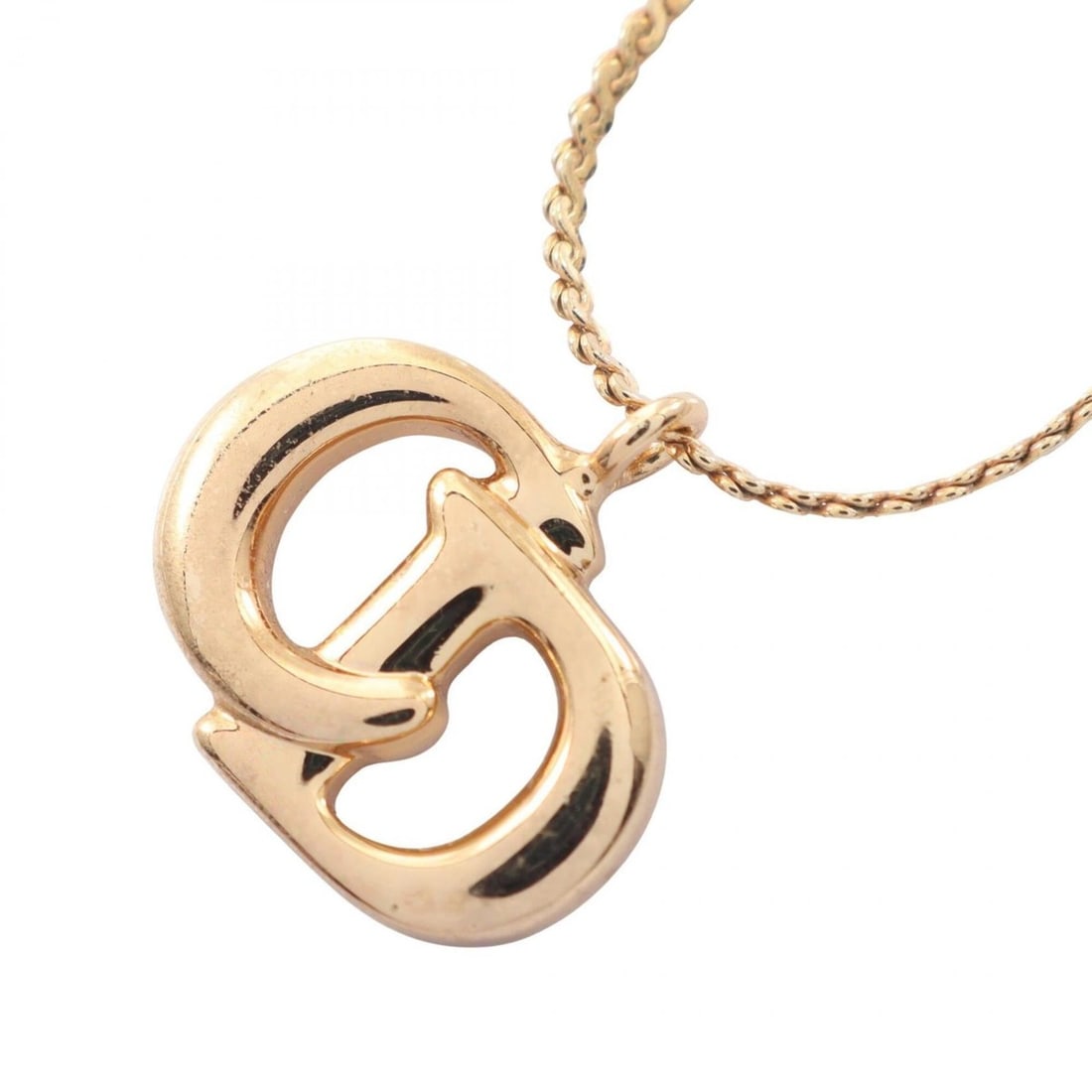 Christian Dior Dior CD Logo Necklace, Gold Plated (GP), Women's, Tone (1 of 11)