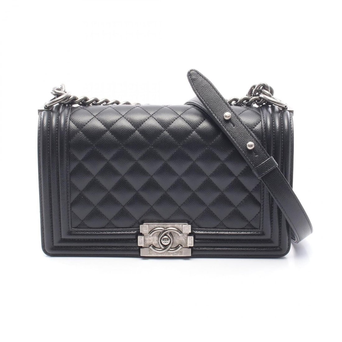 Chanel Boy Shoulder Bag/Handbag, Caviar Leather (Grained Calfskin), Women's, Black, A67086 (1 of 11)