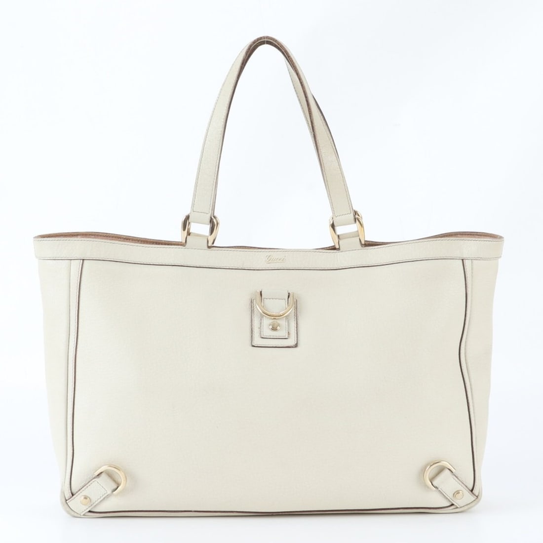 Gucci Abbey 141472 Leather Tote Bag Handbag Shoulder Gold Hardware Women's: --- Catalog ---Category: SizeSize (HxWxD): 27cm x 39cm x 11cm / 10.62'' x 15.35'' x 4.33''Handle Length: 44cm / 17.32''Category: DesignType: Handbag, Tote bagColor: IvoryGender: WomenMaterial: Leather