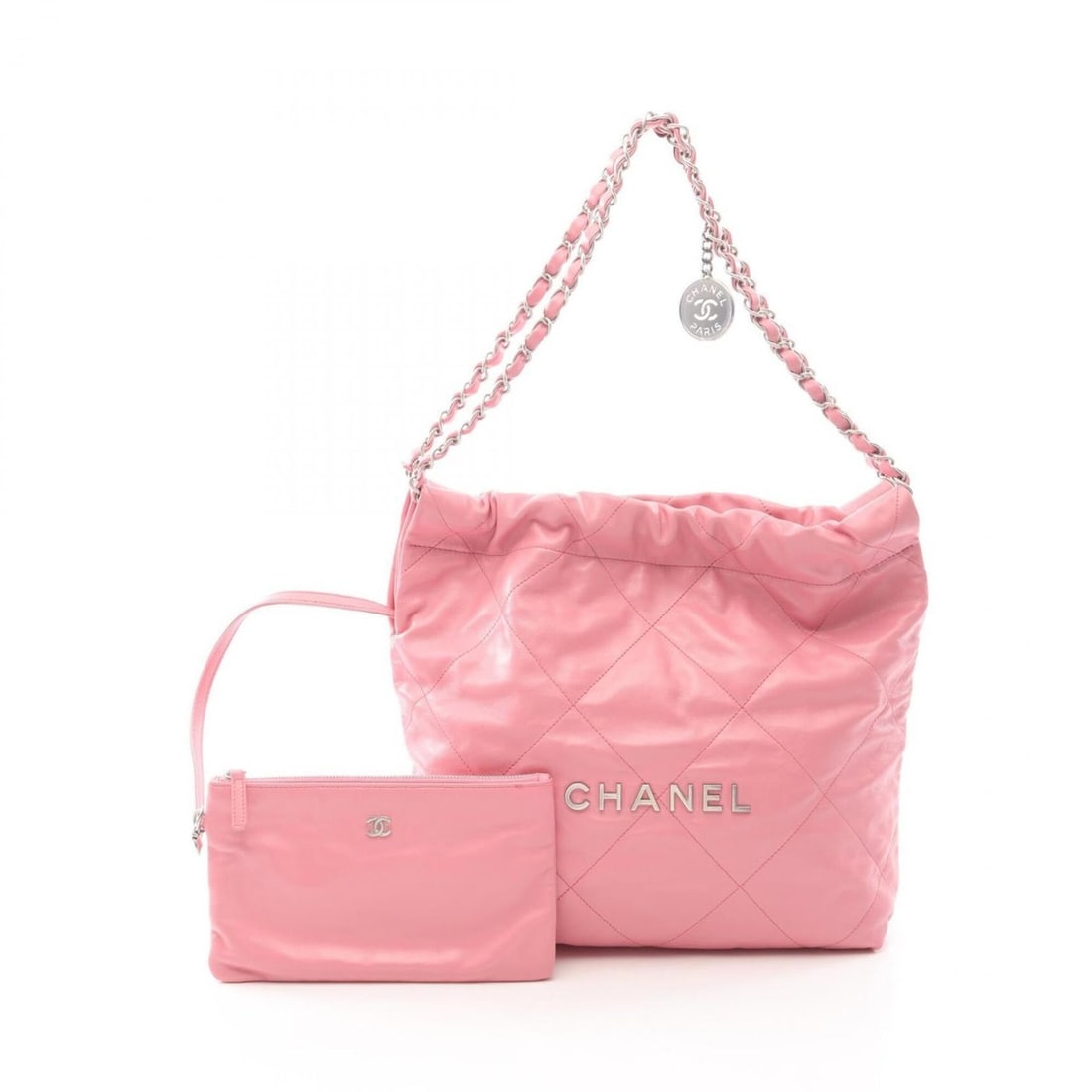 Chanel Matelassé 22 Small Shoulder Bag/Handbag, Leather, Women's, Pink (AS3260) (1 of 16)
