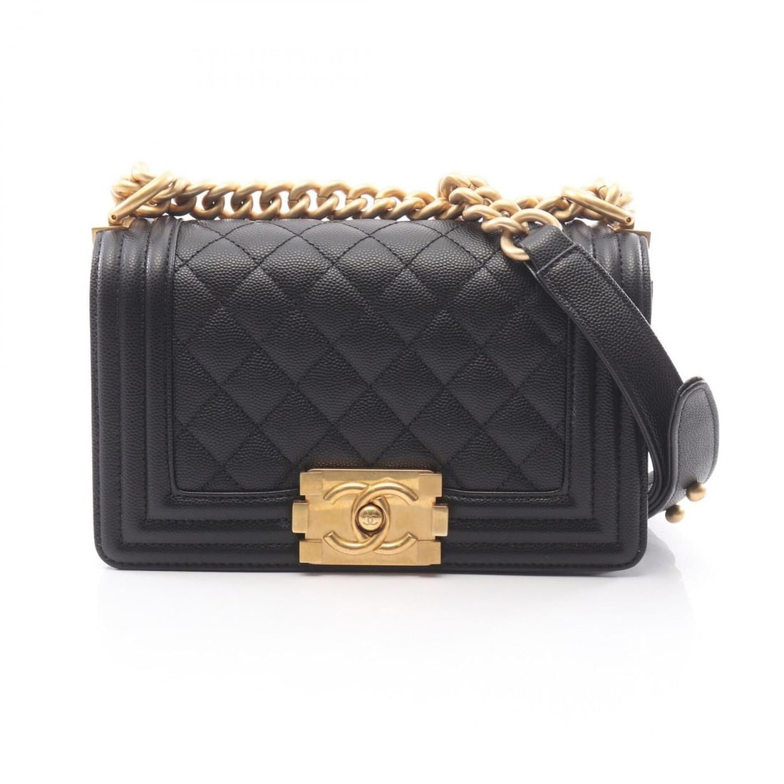 Chanel Boy Small Shoulder Bag/Handbag, Caviar Leather (Grained Calfskin), Women's, Black, A67085 (1 of 9)