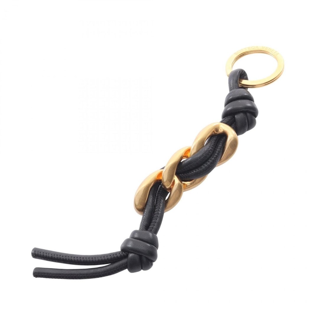 Bottega Veneta Knot Keyring Keychain Accessory Leather GP Women's Black/Gold Tone 666884 (1 of 10)