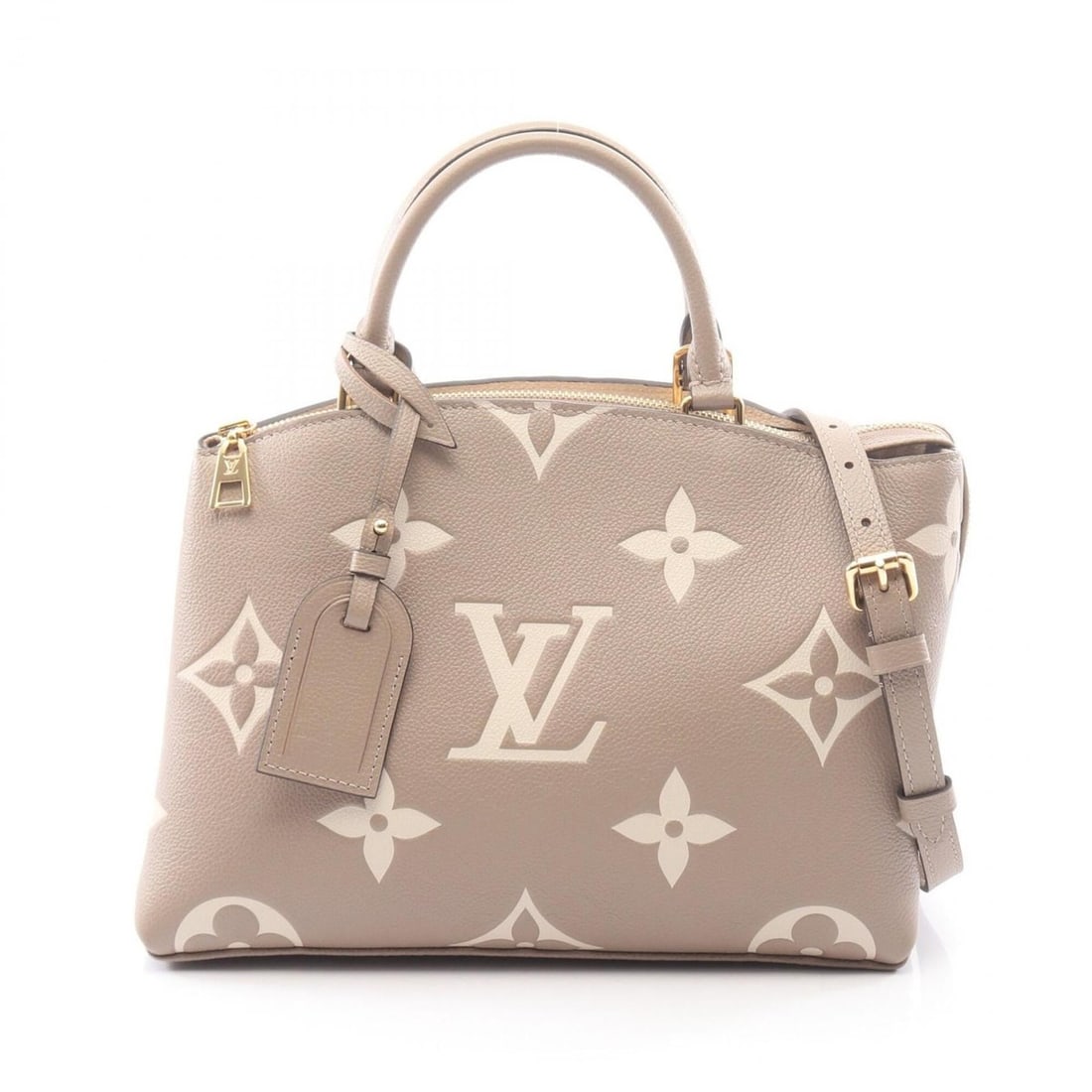 Louis Vuitton Petit Palais PM 2-Way Handbag, Leather, Monogram Empreinte, Women's, Beige, M58914: --- Catalog ---Category: SizeSize (HxWxD): 20cm x 28cm x 12cm / 7.87'' x 11.02'' x 4.72''Category: DesignType: HandbagColor: Beige, TourterelleGender: WomenMaterial: Monogram Empreinte Category: Gener