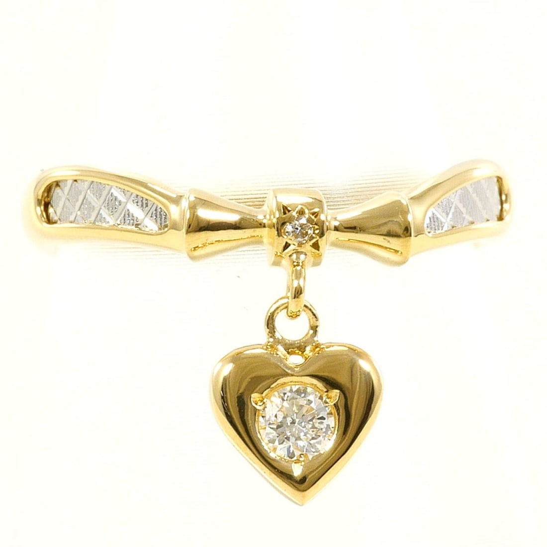 PT900 Platinum 18K Yellow Gold Ring with 0.10ct Diamond, Total Weight 2.1g, Jewelry: --- Catalog ---Category: SizeWidth: 12mm / 0.47''Weight: 2.1g / 0.07oz.JP Size: 11US Size: 6Category: DesignType: Band ringColor: Platinum, Yellow goldMetal: Gold, PlatinumStone: DiamondGender: WomenM