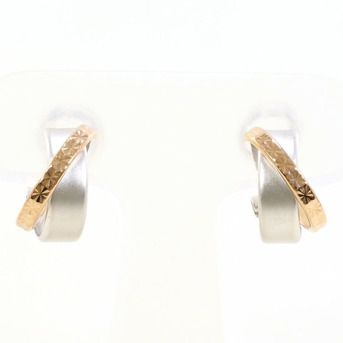 18K (18-karat gold), PG (pink K14 (14-karat WG (white gold) earrings, total weight 2.1g, jewelry. (1 of 4)
