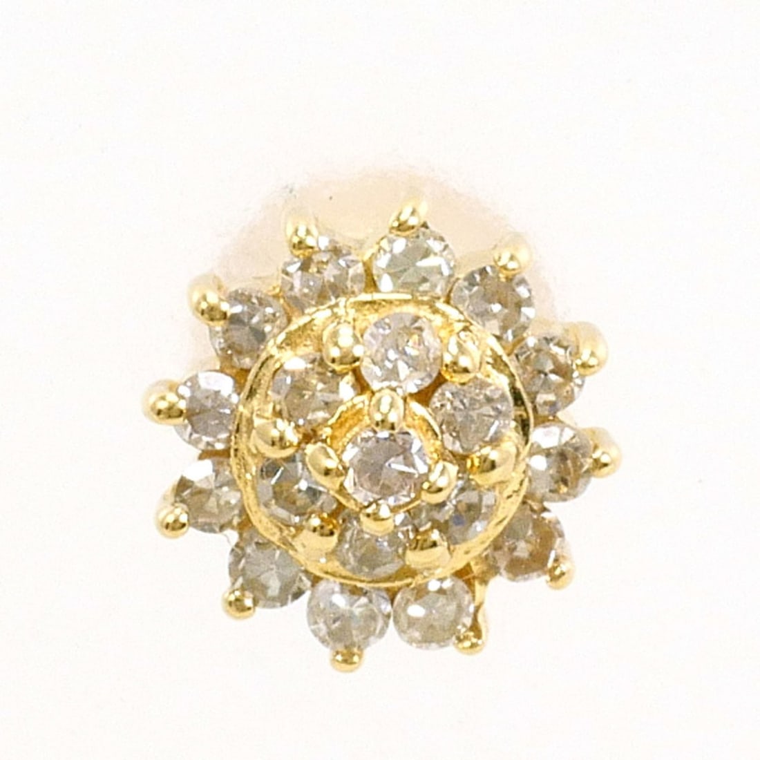 18K (18-karat) Yellow Gold Earring (Single Earring) with 0.11ct Diamond, Total Weight 0.3g, Jewelry (1 of 4)