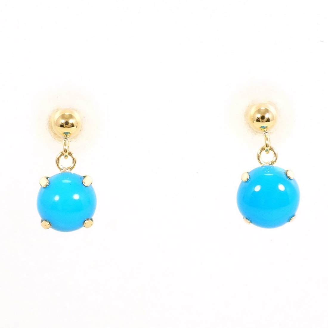 18K (18-karat) Yellow Gold (YG) Earrings with Turquoise, Total Weight 0.8g, Jewelry: --- Catalog ---Category: SizeWeight: 0.8g / 0.02oz.Category: DesignType: Stud earringsColor: Yellow goldMetal: GoldStone: TurquoiseGender: WomenMaterial: Yellow gold (18K)Metal Purity: 18KCategory: Ge