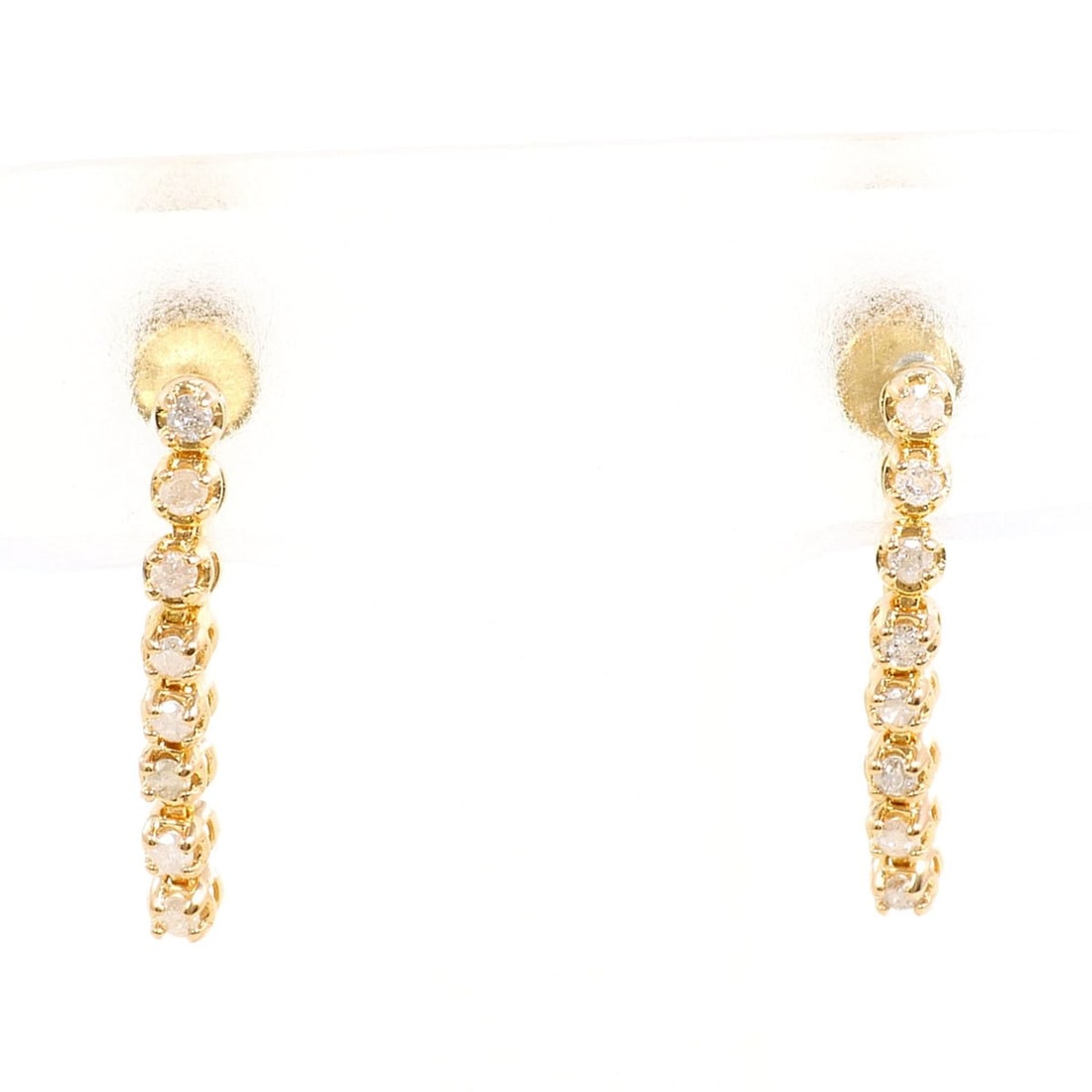 18K (18-karat) Yellow Gold Earrings with 0.10 ct Diamonds, Total Weight 1.4g, Jewelry: --- Catalog ---Category: SizeWeight: 1.4g / 0.04oz.Category: DesignType: Clip earringsColor: Pink gold, Yellow goldMetal: GoldStone: DiamondGender: WomenMaterial: Pink gold (18K), Yellow gold (18K)Met