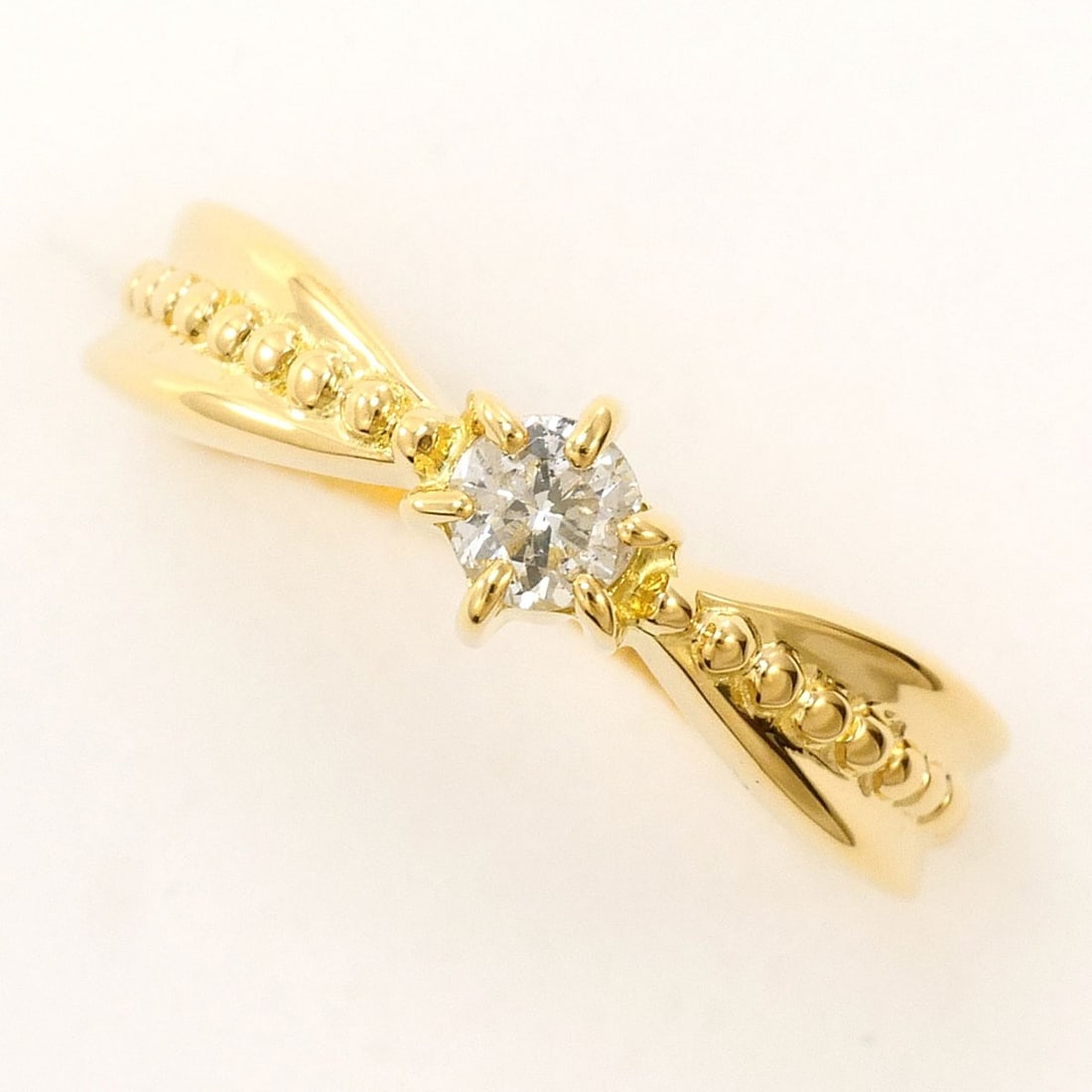 18K (18-karat) Yellow Gold Ring with 0.13ct Diamond, Total Weight 2.0g, Jewelry (1 of 7)