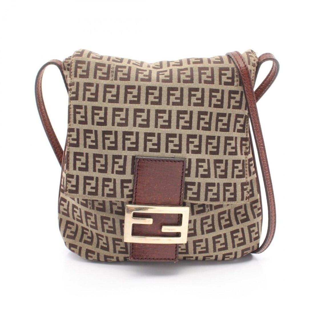 Fendi Zucchino Shoulder Bag/Handbag, Canvas and Leather, Women's, Beige/Brown, 8BT075 (1 of 10)