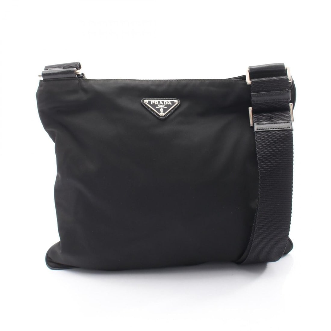 Prada Triangle Logo Shoulder Bag/Handbag, Nylon & Saffiano Leather, Women's, Black (VA0053) (1 of 10)