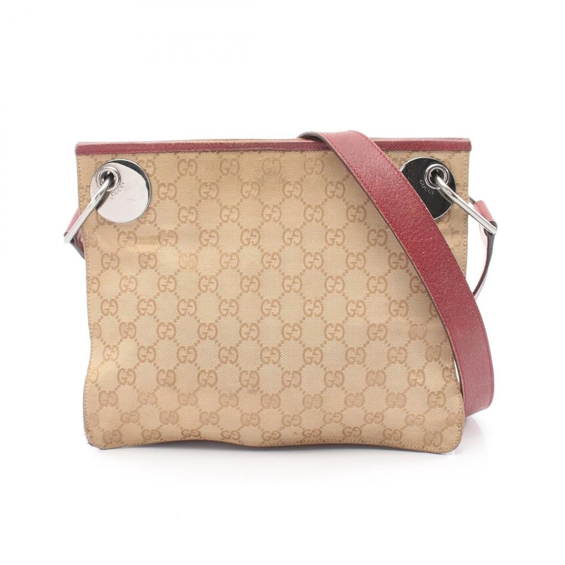 Gucci GG Canvas Shoulder Bag/Handbag, and Leather, Women's, Beige/Burgundy, 120841 (1 of 9)