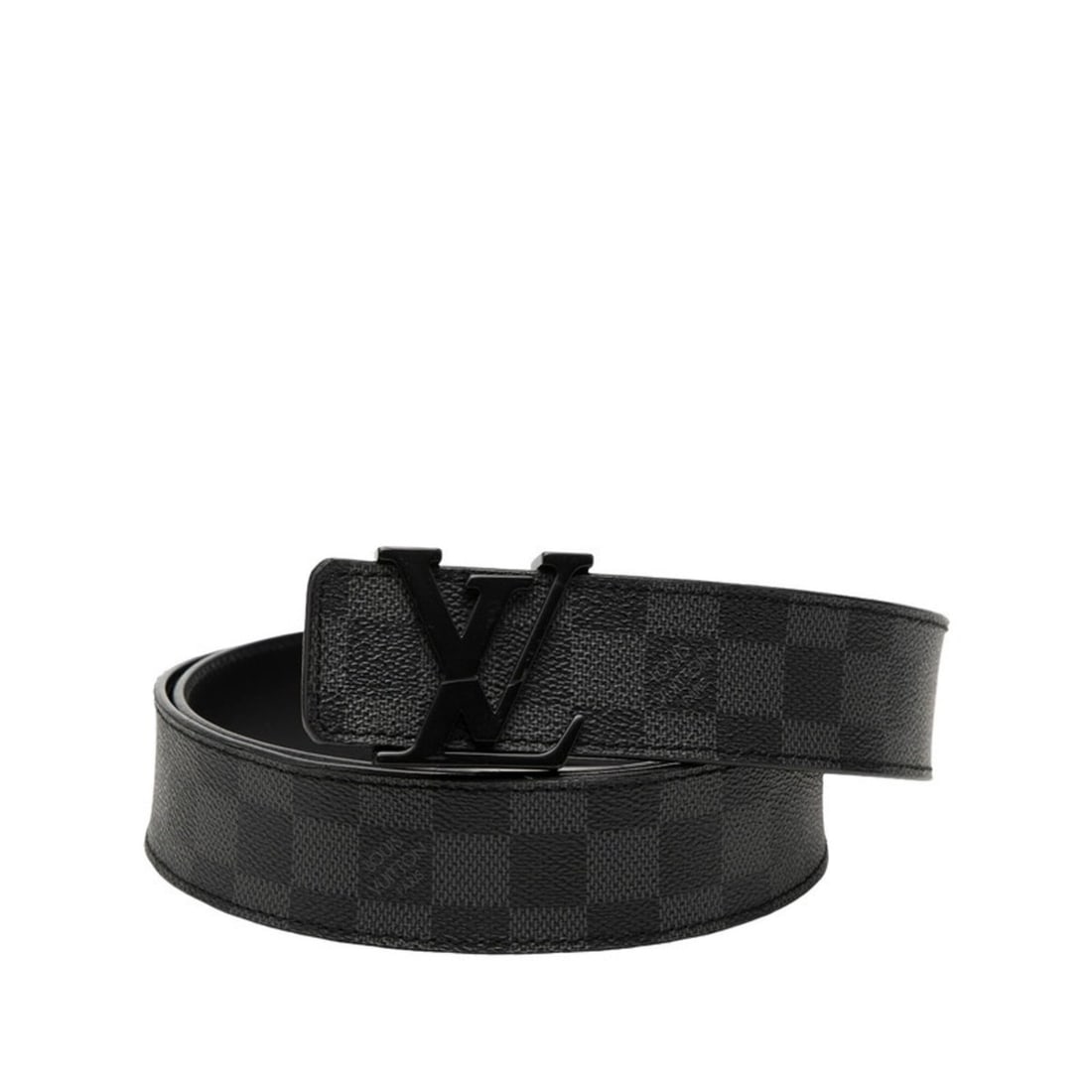 Louis Vuitton Damier Graphite Ceinture Initial Belt, Size: 110 44, M9808, Black/Gray Leather, Men's, (1 of 7)