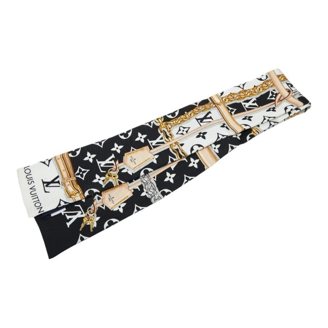 Louis Vuitton Bandeau Monogram Confidential Scarf M78656 Black White Silk Women's LOUIS VUITTON (1 of 14)