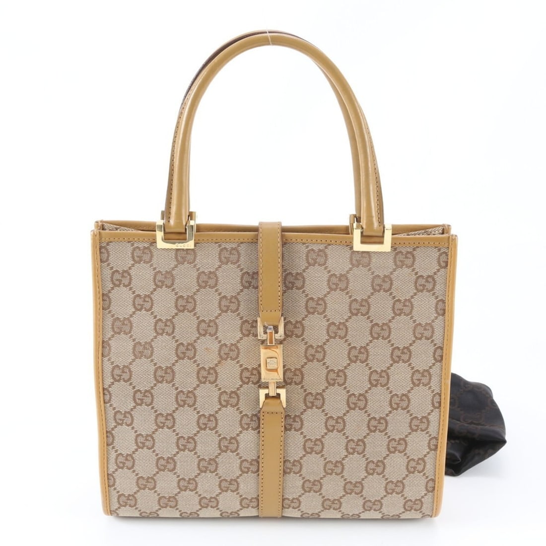 Gucci GG Canvas Jackie 002 1068 Leather Handbag Tote Bag Brown Gold Hardware Women's: --- Catalog ---Category: SizeSize (HxWxD): 23cm x 25cm x 7cm / 9.05'' x 9.84'' x 2.75''Handle Length: 33cm / 12.99''Category: DesignType: Handbag, Tote bagColor: Beige brownGender: WomenMaterial: GG c