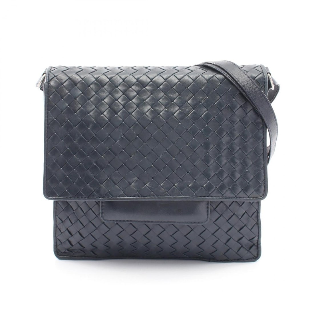 Bottega Veneta Intrecciato Shoulder Bag/Handbag, Leather, Men's/Women's, Navy: --- Catalog ---Category: SizeSize (HxWxD): 22cm x 23cm x 2cm / 8.66'' x 9.05'' x 0.78''Strap Length: 106cm - 116cm / 41.73'' - 45.66''Category: DesignType: Shoulder bagColor: NavyGender: Men,WomenMate