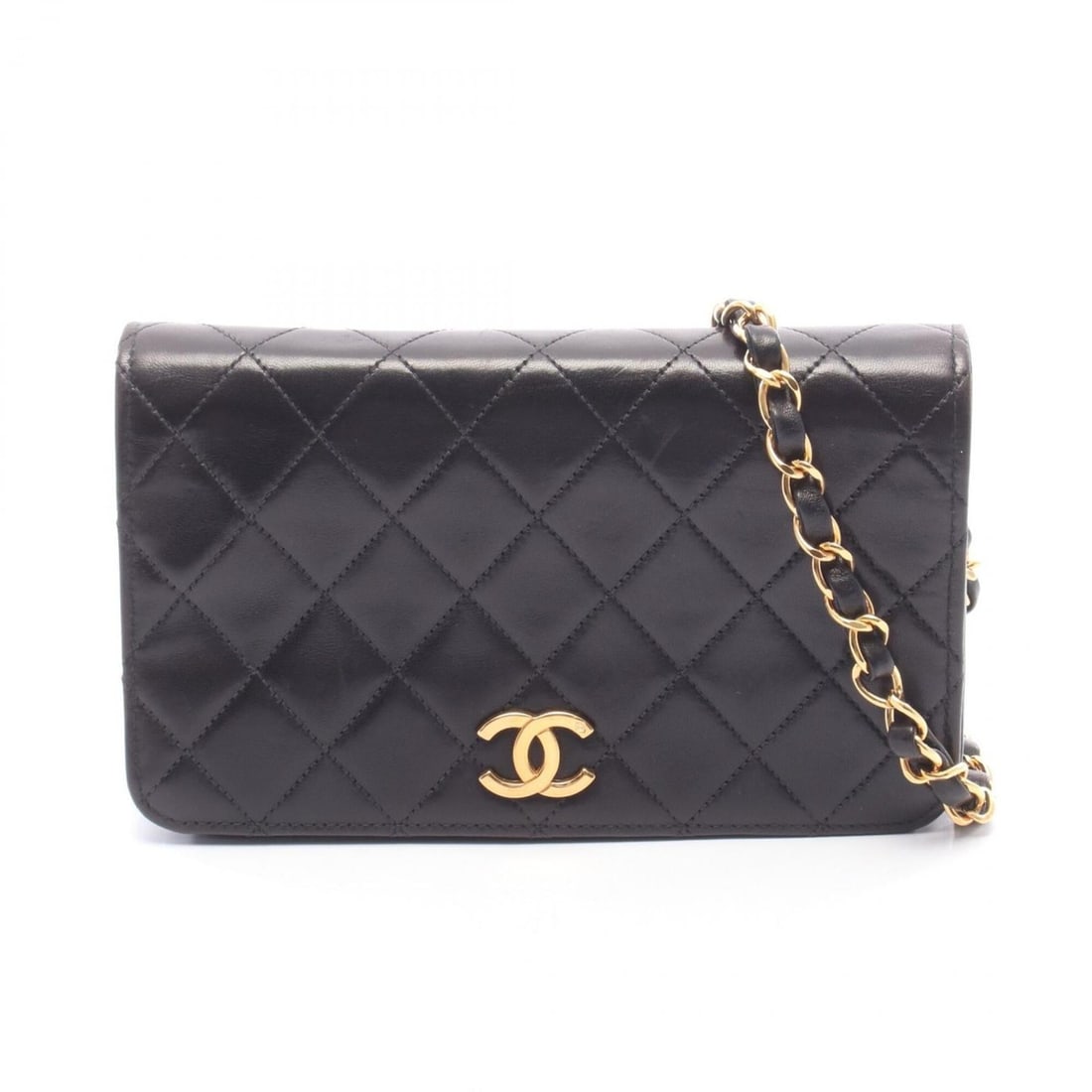 Chanel Mini Matelassé Full Flap Shoulder Bag/Handbag, Lambskin Leather, Women's, Black (1 of 11)