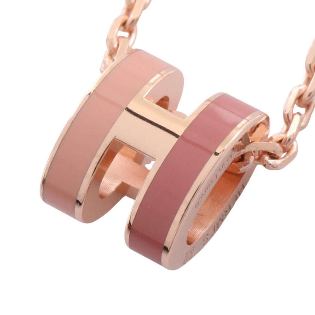 Hermes Mini Pop H necklace, gold-plated (GP), women's, gold and pink tones.: --- Catalog ---Category: SizePendant Size: 9mm x 7mm / 0.35'' x 0.27''Neck Circumference: 40 cm / 15.74''Category: DesignColor: Gold, PinkGender: WomenNecklace Type: NecklaceCategory: GeneralLine: Pop