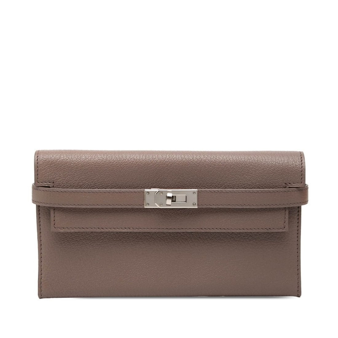 Hermes Kelly Wallet Long Wallet, Gray with Silver Hardware, Chevre Leather, Women's (1 of 12)