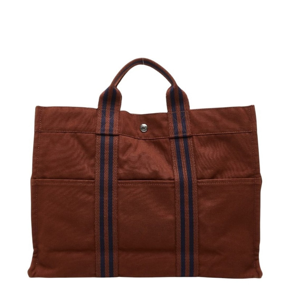 Hermes Fourre-Tout MM Handbag Tote Bag Brown Navy Canvas Women's HERMES (1 of 11)