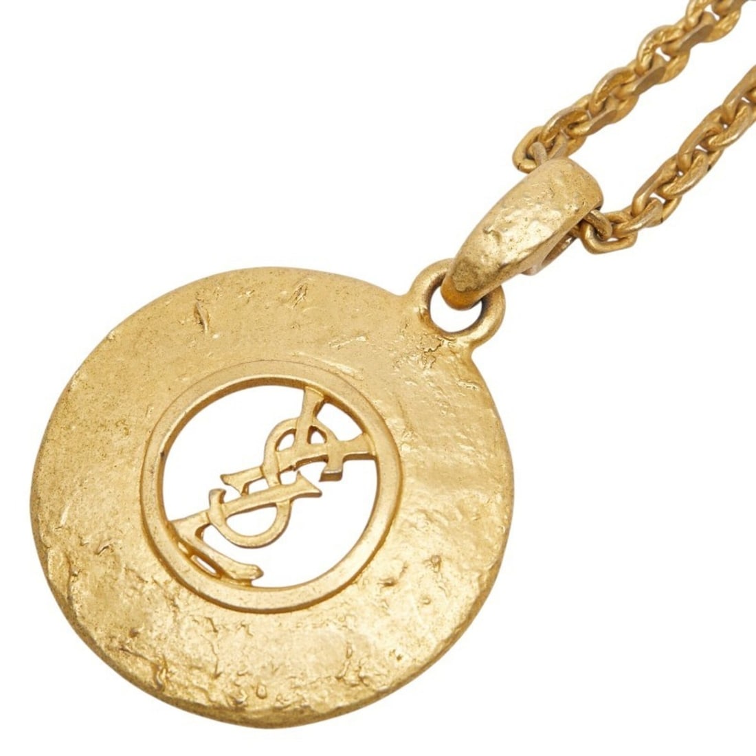 Yves Saint Laurent Saint Laurent Vintage YSL Logo Necklace, Gold Plated, Women's.: --- Catalog ---Category: SizePendant Size: 38.3mm x 38.3mm / 1.5'' x 1.5''Neck Circumference: 75 cm / 29.52''Category: DesignColor: GoldGender: WomenMaterial: Gold platingNecklace Type: NecklaceCatego