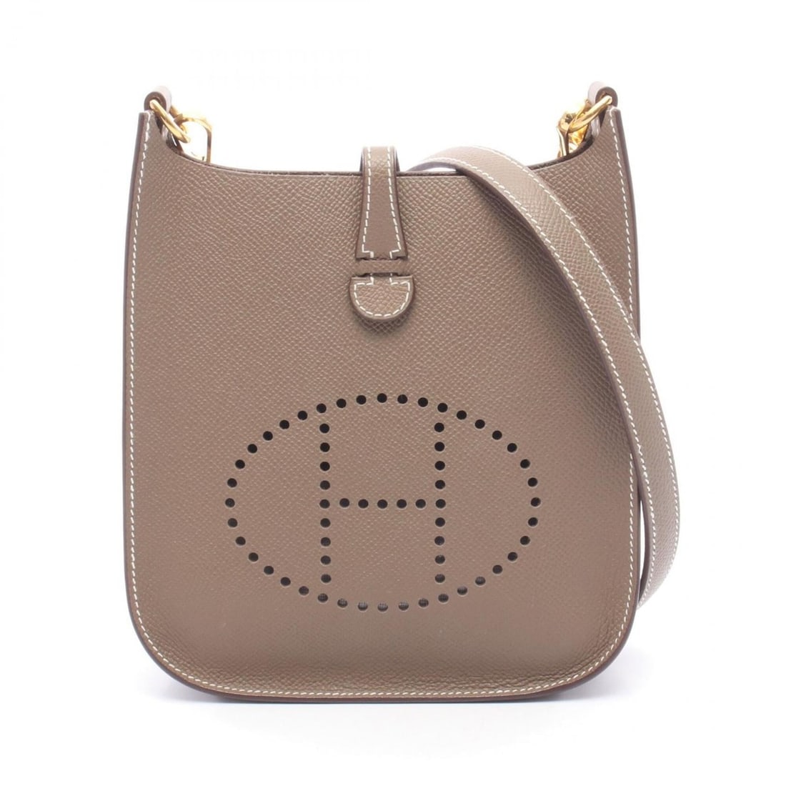 Hermes Evelyne Sellier 16 Shoulder Bag/Handbag, Leather, Veau Epsom, Women's, Gray: --- Catalog ---Category: SizeSize (HxWxD): 18cm x 16.5cm x 5cm / 7.08'' x 6.49'' x 1.96''Strap Length: 105cm / 41.33''Category: DesignType: Handbag, Shoulder bagColor: Etoupe gray, GrayGender: WomenMa