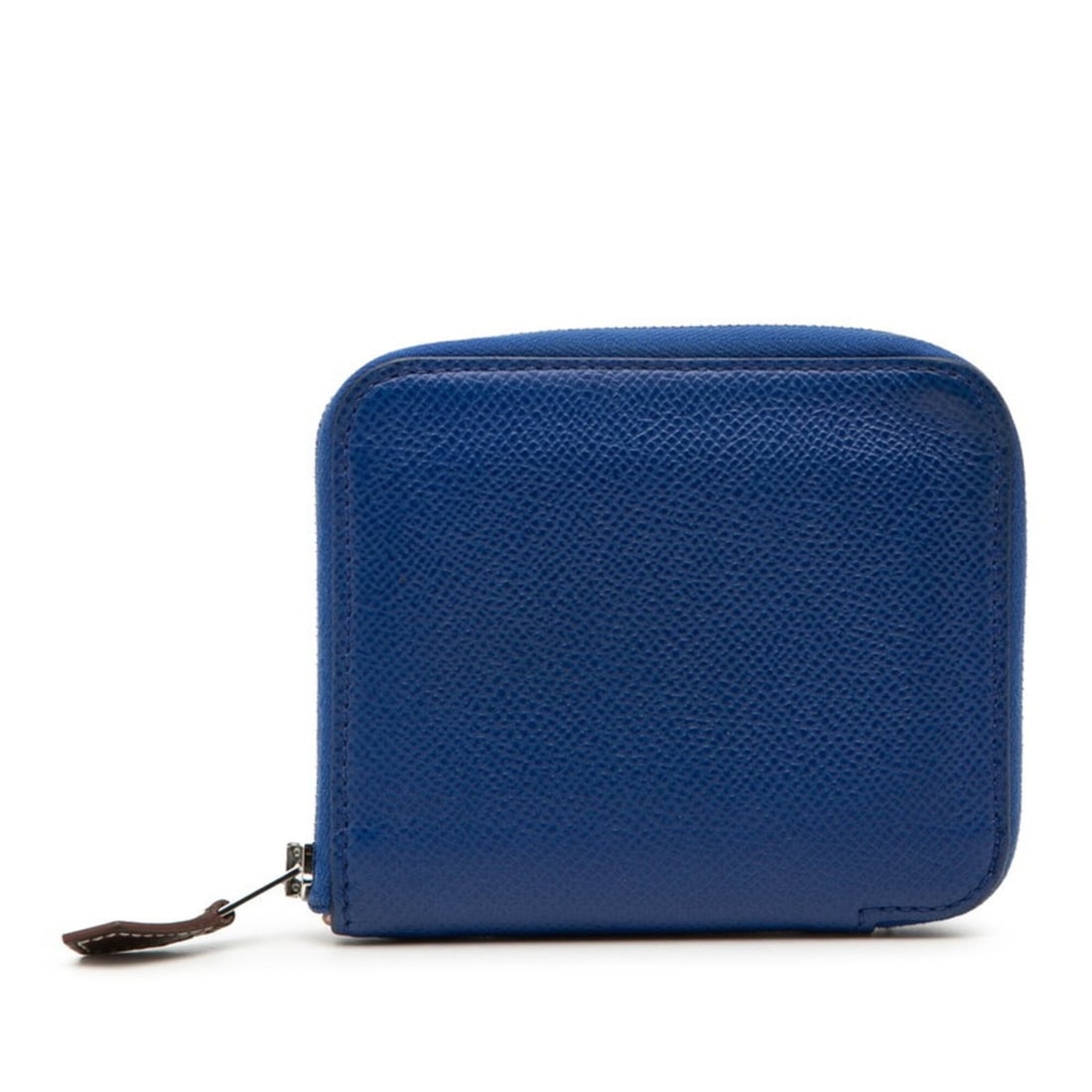 Hermes Azap Compact Silk In Round Zipper Wallet, Coin Purse, Blue Saphir, Silver Hardware, Veau (1 of 11)