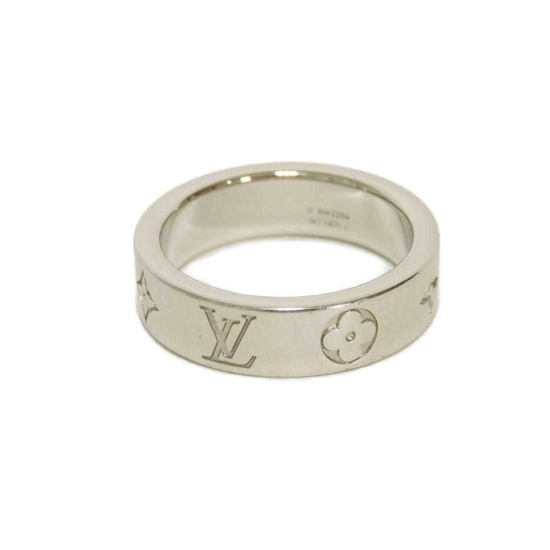 Louis Vuitton LOUIS VUITTON Ring, LV Mosaic Thin Flower L, Size 21, Monogram Metal, Silver, M1180L, (1 of 9)