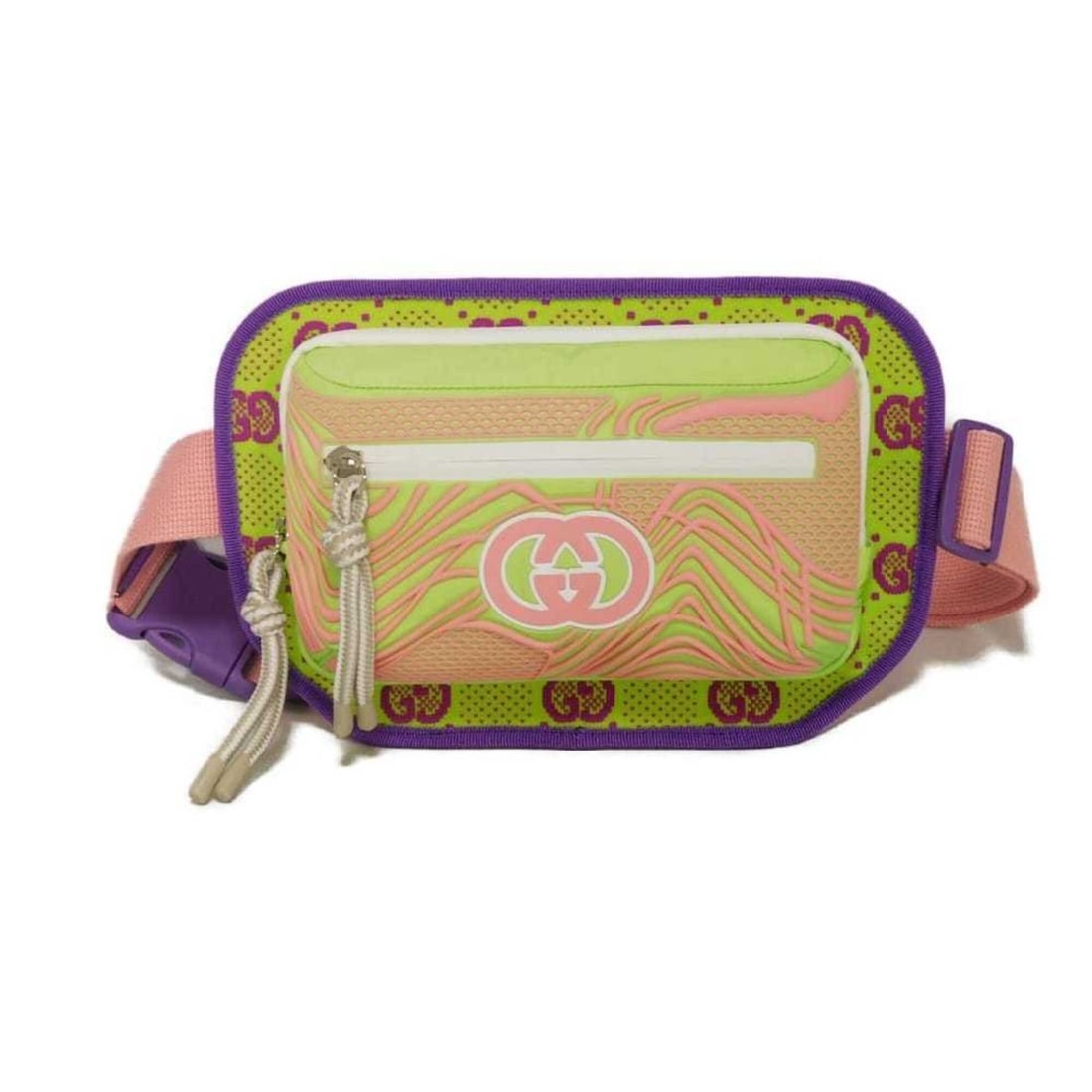 Gucci GG Nylon Belt Bag, Purple Pink Interlocking G Light Green, 752102 FAB7U 8490, Men's & Women's.: --- Catalog ---Category: SizeSize (HxWxD): 17cm x 26cm x 4cm / 6.69'' x 10.23'' x 1.57''Category: DesignType: Sling bagColor: Light greenGender: Men,WomenMaterial: Nylon , Jersey Category: GeneralBran