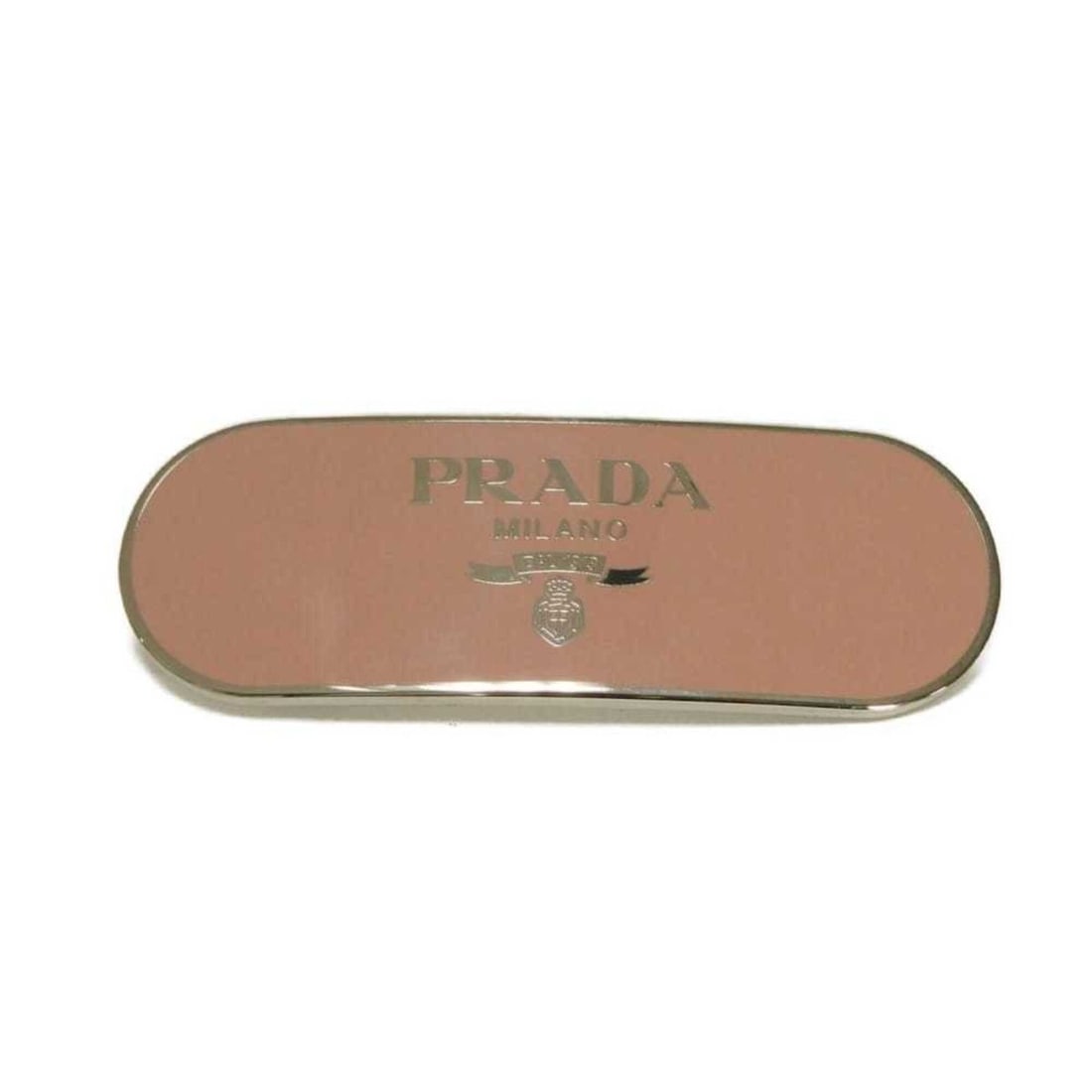 Prada PRADA Barrette Logo Metal Hair Clip Enamel Pastel Pink Stainless Steel Silver Petalo 1IF022: --- Catalog ---Category: SizeSize (LxW): 2.29cm x 7cm / 0.9'' x 2.75''Category: DesignType: BarretteColor: PinkGender: WomenMaterial: Stainless steelCategory: GeneralBrand: PradaCountry of Origin: Ita