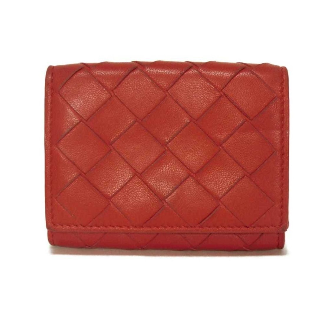 Bottega Veneta Tiny Nappa Calf Tri-fold Wallet with RFID IC Chip, Maxi Intrecciato, Red, 635561,: --- Catalog ---Category: SizeSize (HxWxD): 7.4cm x 10cm x 3cm / 2.91'' x 3.93'' x 1.18''Category: DesignType: Wallet (tri-fold)Color: Red colorGender: Men,WomenMaterial: Leather Category: GeneralBrand