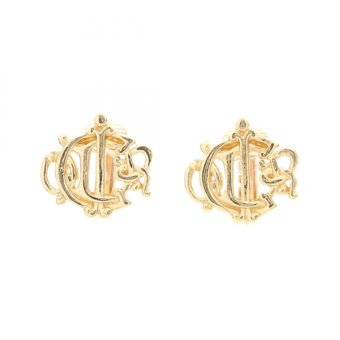 Christian Dior Dior Emblem Logo Earrings, Gold Plated (GP), Women's, Tone (1 of 12)