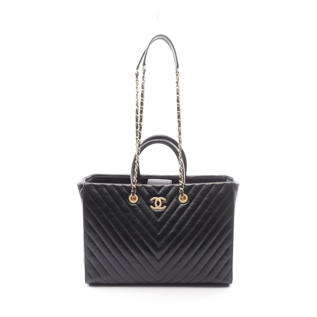 Chanel V-stitch 2-way tote bag/handbag, leather, women's, black.: --- Catalog ---Category: SizeSize (HxWxD): 25cm x 36cm x 16cm / 9.84'' x 14.17'' x 6.29''Category: DesignType: Handbag, Tote bagColor: BlackGender: WomenMaterial: Leather Hardware Color: GoldCategory: