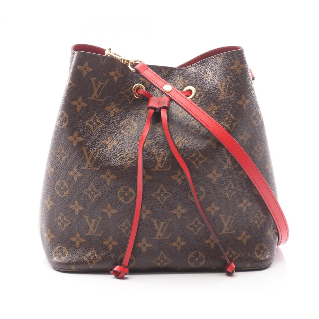 Louis Vuitton NeoNoe Shoulder Bag/Handbag, Coated Canvas and Leather, Monogram Pattern, Women's,: --- Catalog ---Category: SizeSize (HxWxD): 25.5cm x 26cm x 17cm / 10.03'' x 10.23'' x 6.69''Category: DesignType: Handbag, Shoulder bagColor: Brown, Coquelicots, Red colorGender: WomenMaterial: Coated