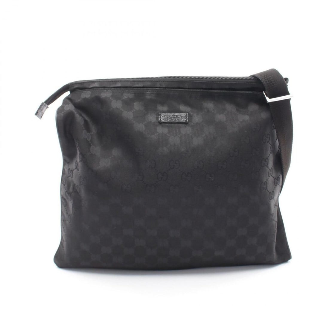 Gucci GG pattern shoulder bag/handbag, canvas and leather, women's, black, item number 132999: --- Catalog ---Category: SizeSize (HxWxD): 30cm x 35cm x 1cm / 11.81'' x 13.77'' x 0.39''Category: DesignType: Handbag, Shoulder bagColor: BlackGender: WomenMaterial: Canvas , Leather Category: Genera