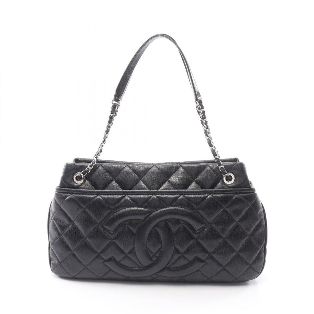 Chanel Matelassé Tote Bag Handbag, Caviar Leather (Grained Calfskin), Women's, Black, A67292 (1 of 11)