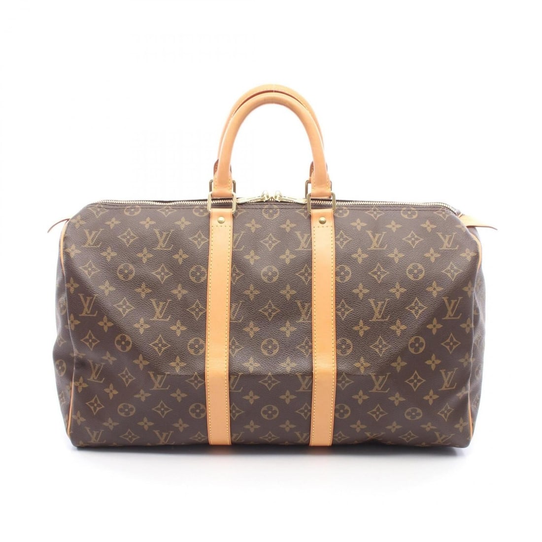 Louis Vuitton Keepall 45 Boston Bag Handbag, Coated Canvas and Leather, Monogram Pattern, Men's: --- Catalog ---Category: SizeSize (HxWxD): 26cm x 46cm x 20cm / 10.23'' x 18.11'' x 7.87''Category: DesignType: Boston bag, HandbagColor: Brown, MonogramGender: Men,WomenMaterial: Coated canvas Catego