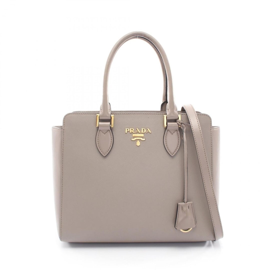Prada 2-way handbag, leather, women's, beige. (1 of 11)