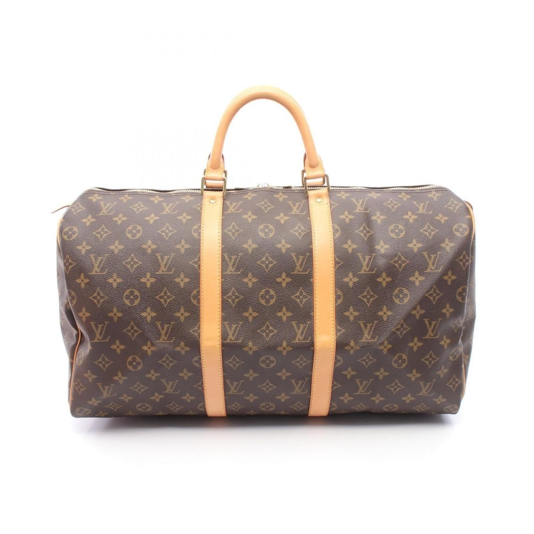 Louis Vuitton Keepall 50 Boston Bag Handbag, Coated Canvas and Leather, Monogram Pattern, Men's: --- Catalog ---Category: SizeSize (HxWxD): 28cm x 51cm x 21.5cm / 11.02'' x 20.07'' x 8.46''Category: DesignType: Boston bag, HandbagColor: Brown, MonogramGender: Men,WomenMaterial: Coated canvas Cate