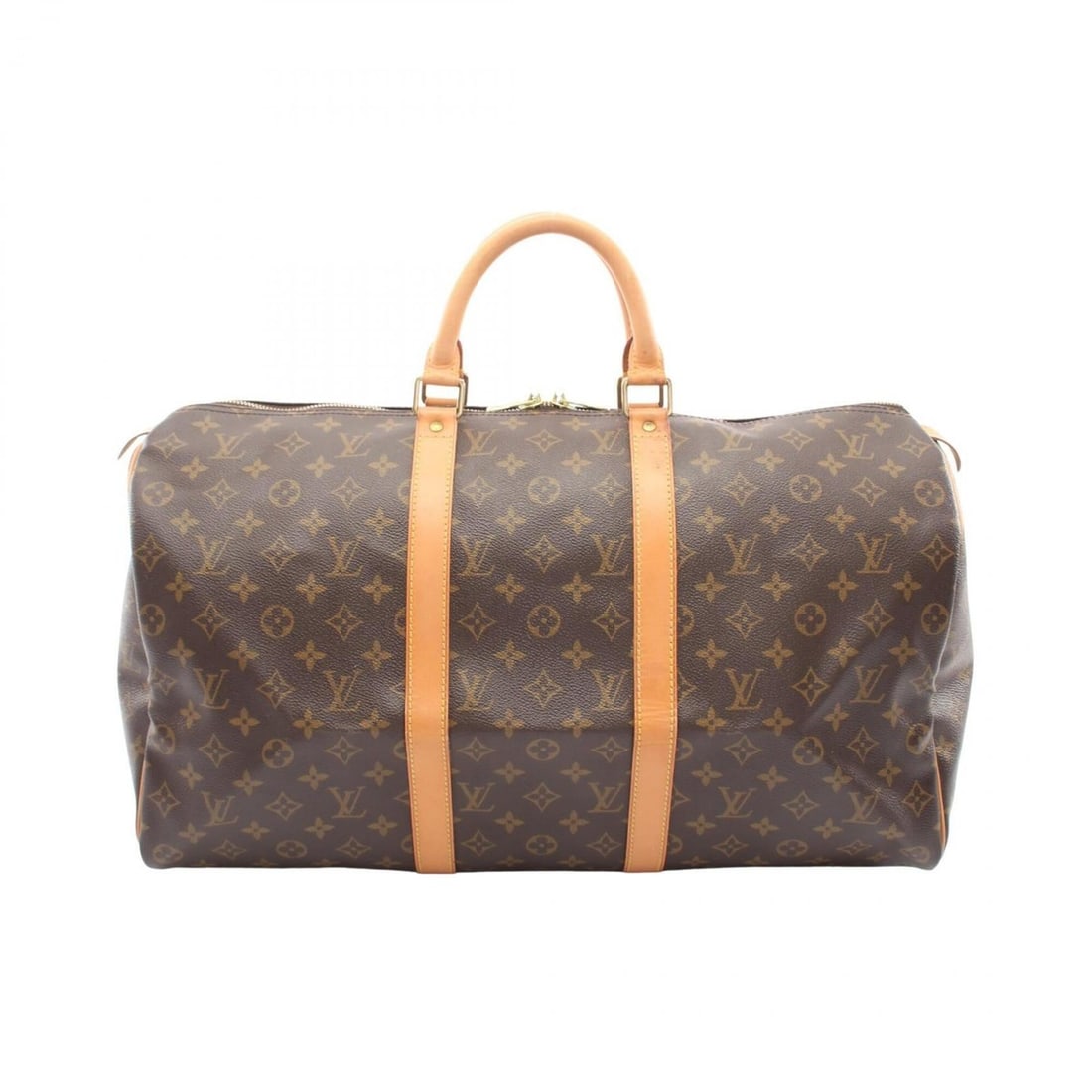 Louis Vuitton Keepall 50 Boston Bag Handbag, Coated Canvas and Leather, Monogram Pattern, Men's: --- Catalog ---Category: SizeSize (HxWxD): 28cm x 51cm x 21.5cm / 11.02'' x 20.07'' x 8.46''Category: DesignType: Boston bag, HandbagColor: Brown, MonogramGender: Men,WomenMaterial: Coated canvas Cate
