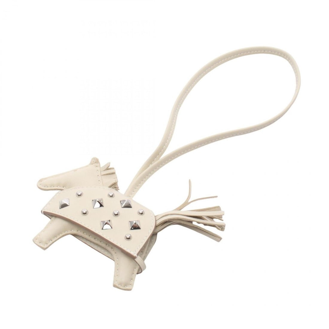 Hermes Rodeo PM Robeo Lock Cle Stud Charm Accessory, Agneau Milo, Ivory, Women's (1 of 5)