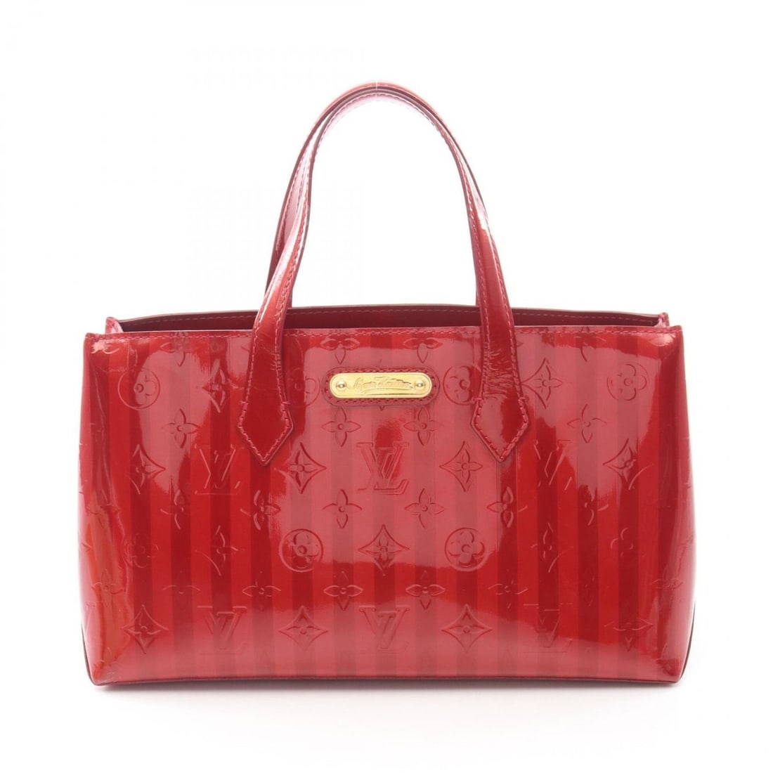 Louis Vuitton Wilshire PM Handbag, Leather, Monogram Rayures, Women's, Red, M91702 (1 of 9)