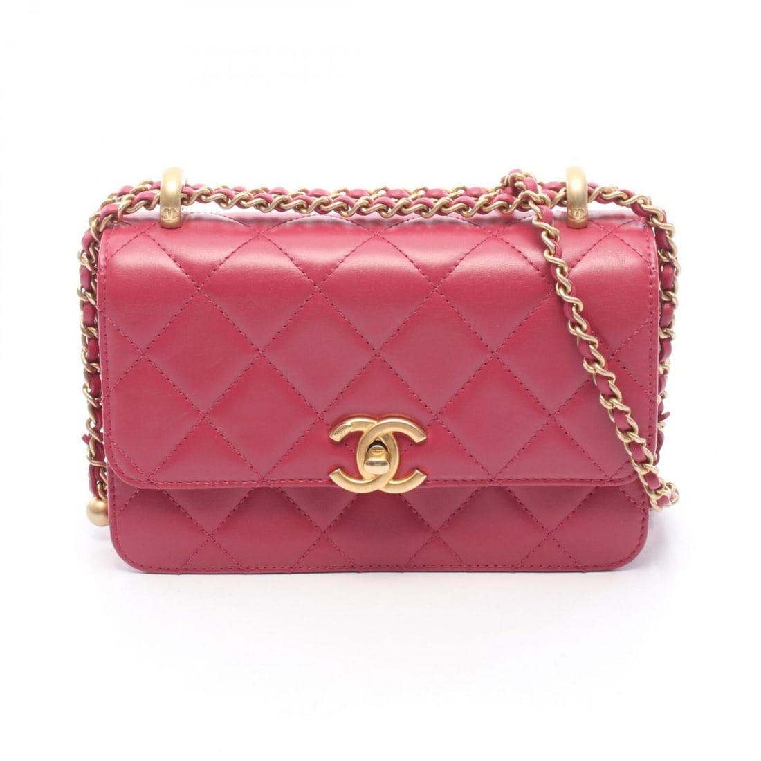 Chanel Matelassé Small Flap Shoulder Bag Handbag Leather Women's Pink AS2649 (1 of 8)