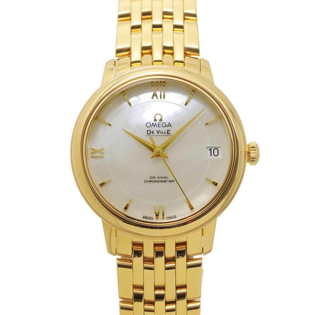 Omega De Ville Prestige 424 50 33 20 05 001 Ladies' Watch, Date Display, White Shell, 18K Yellow (1 of 9)